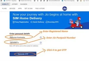 existing Jio Postpaid Mobile Number