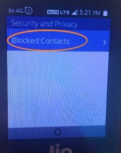 Block contacts in jio phone
