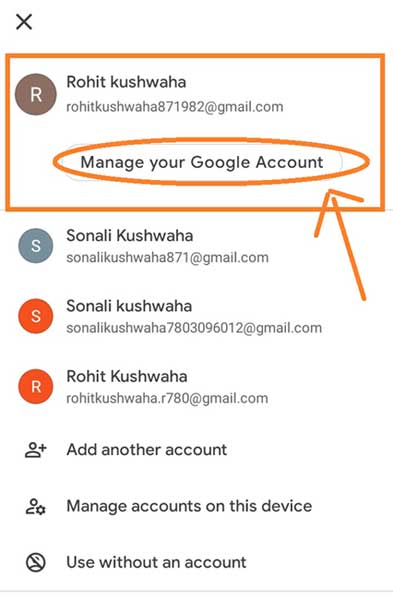 Click to manage your account.