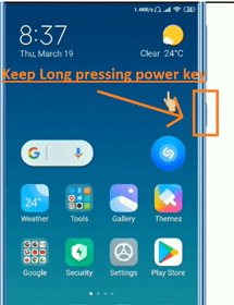 press power key of mi phone