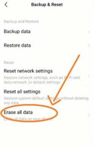 tap erase all data on your vivo phone