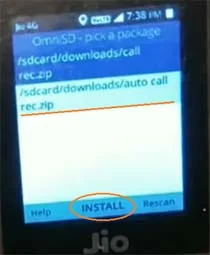 Open omniSD app on your jio phone and install the call recording app