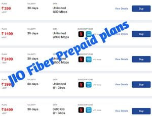 Jio Fiber prepaid plans