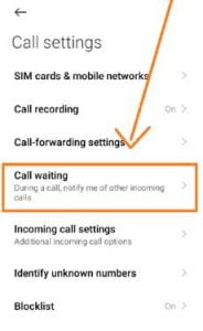 Turn on call waiting option
