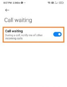 How to activate call waiting through phone setting