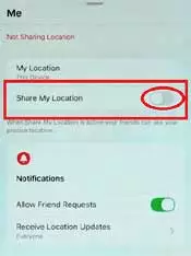 not sharing location to anyone in iphone