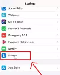 click on the privacy option