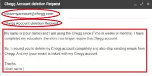 chegg account deletion email script