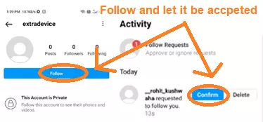 How to view private instagram account by following that account
