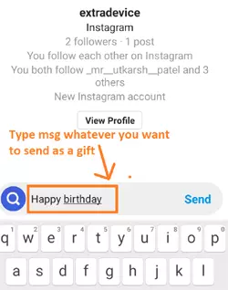 type the message which you want to send in gift box
