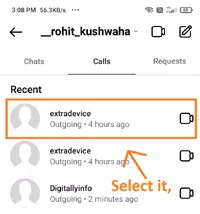 select the call chat