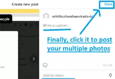 how to share multiple photos on instagram from pc