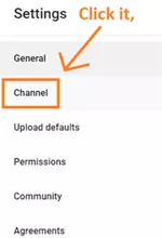 tap on the channel option