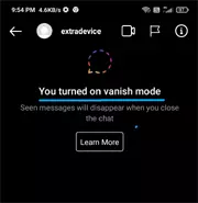 using vanish mode, clear instagram call history