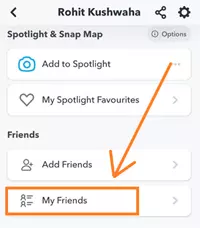 tap on my friends option