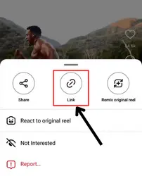 Copy the link of the reels by tapping on the three-dot and copy link button.