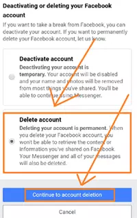 how to delete old facebook account without email