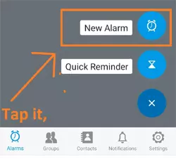 Tap on the 'New alarm