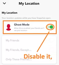 Toggle it to disable ghost mode