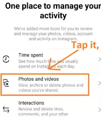 Tap on the photos and videos option.