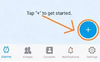 Open galarm app and tap to + icon