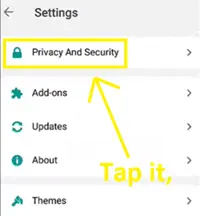Click on the privacy & setting option that is at the top.