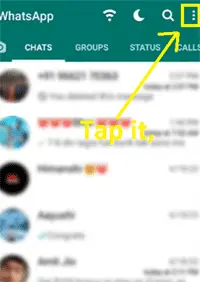 Open your GB whatsapp and then click to the 3 dot that is located on the top right side.