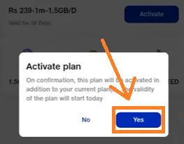 how to activate new plan in jio