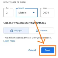 Change the date of birth which is real 