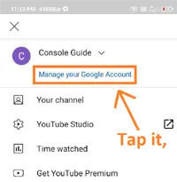 Tap on the manage your google account