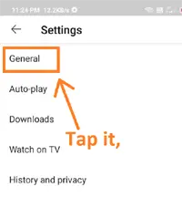 Tap on the General option