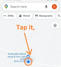 Tap on the blue circle which is your live location.