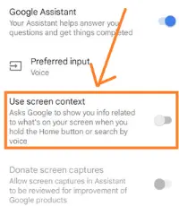 enable the Use screen context option