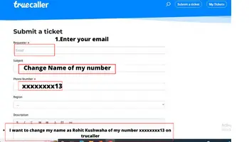  fill the form for updating name on truecaller