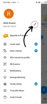 how to change our name in truecaller