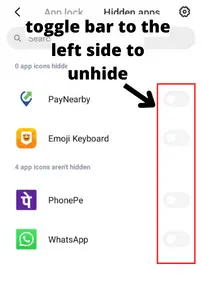 unhide apps on the Redmi Xiaomi