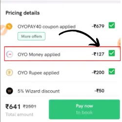 Get the option of OYO money to complete the payment process