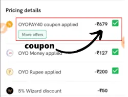 oyo money coupons applied