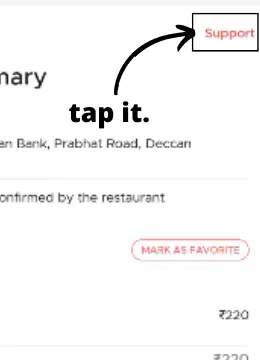 Tap on the option of 'Support' 