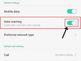Swipe the toggle bar right provided in front of the roaming data.