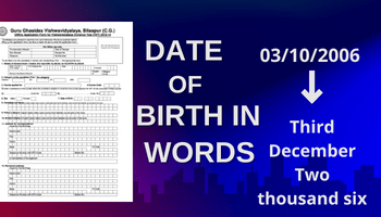 date of birth in words