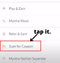 Click on the "scan for coupon" feature. 