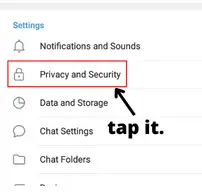 Now, find the "privacy and security" feature in the settings