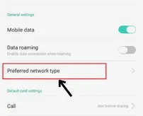 tap on the type of Network Operator or preferred network type