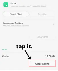  Clear cache of Phone Calls app
