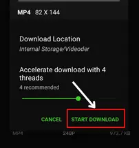 Choose the start download option.