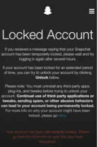 your snapchat account may be restricted or locked