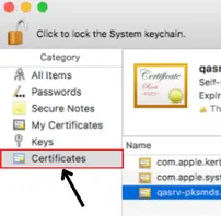 Now, on the left side, flick on category and then on "certificates". 