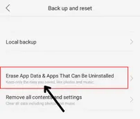 From there, move to the reset options and then to "erase all data". 