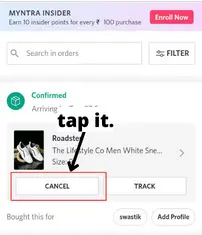 how to cancel myntra return request 